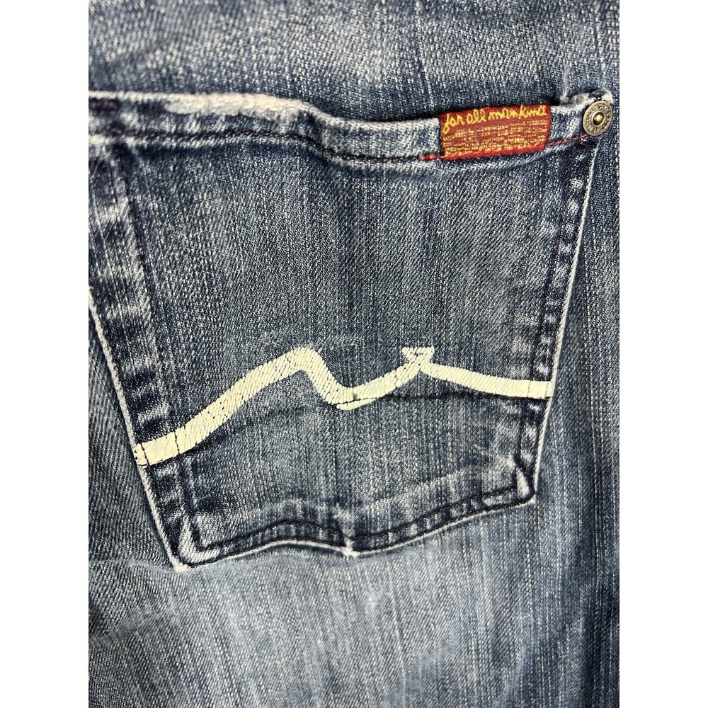 7 For All Mankind Flare Jeans Women's Size 30 Blue Medium Wash 5 Pocket - Picture 4 of 8